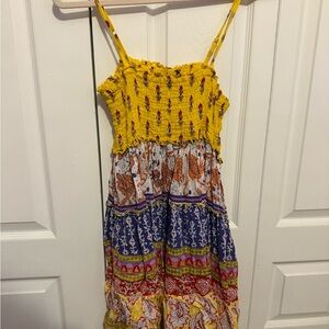 Bohemian Yellow and Blue Maxi Dress